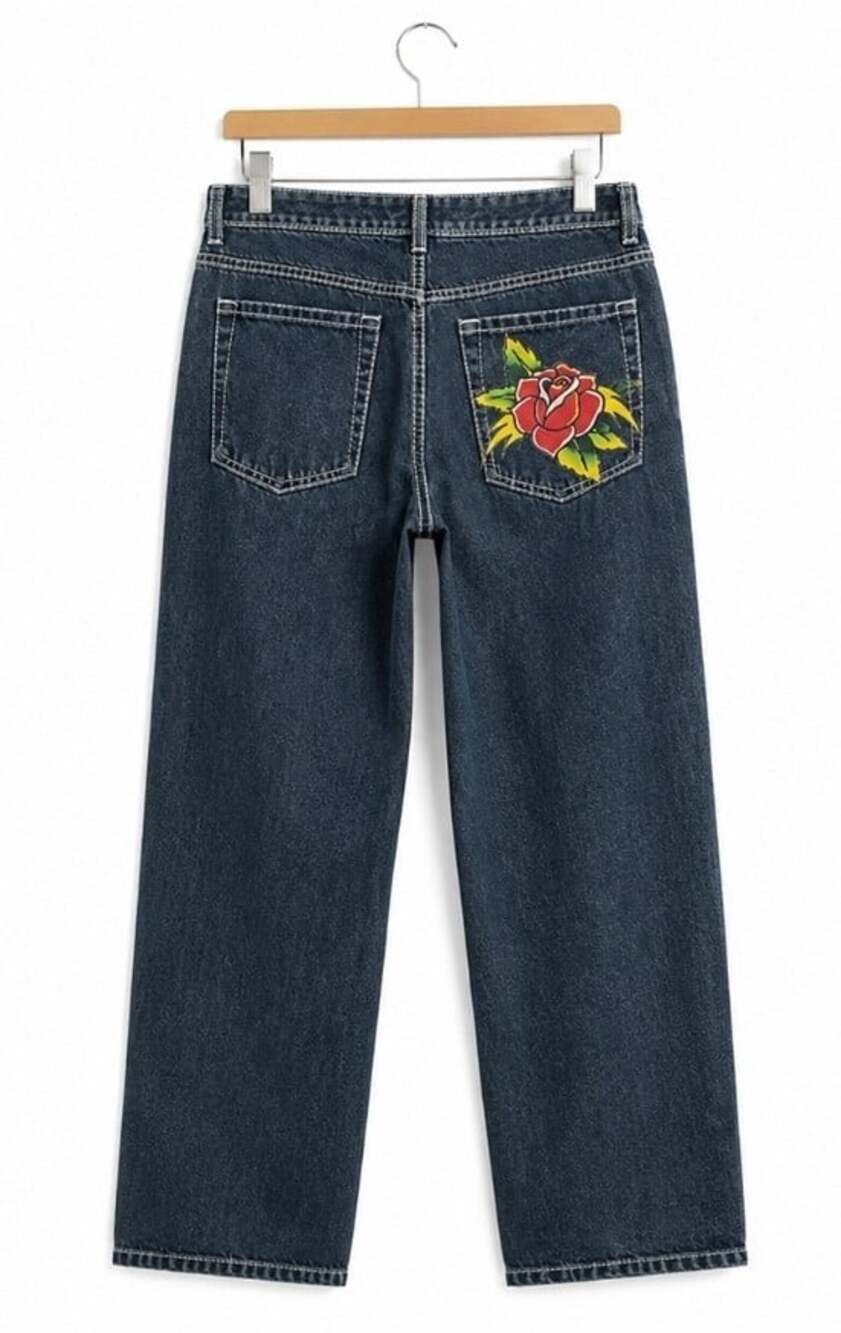 Ninth Hall Idle Blue Wash Straight Leg Jeans Tattoo Designs Size 16 NWT T70 - Picture 4 of 11